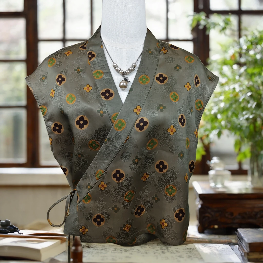 桑蚕丝香云纱缎面萝复古小茶服时尚小道袍