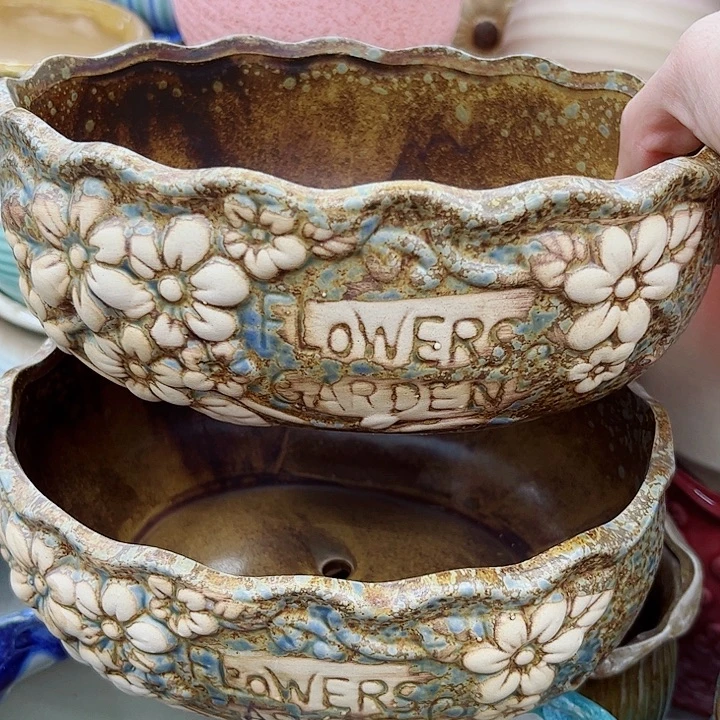 多肉绿植陶瓷花盆9.9包邮，有孔