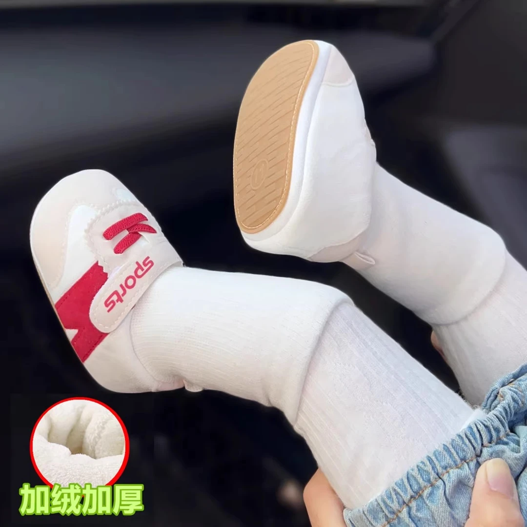 新款0-1岁男女宝宝婴儿鞋袜3-6-9月婴儿不掉跟护脚软底加绒学步鞋