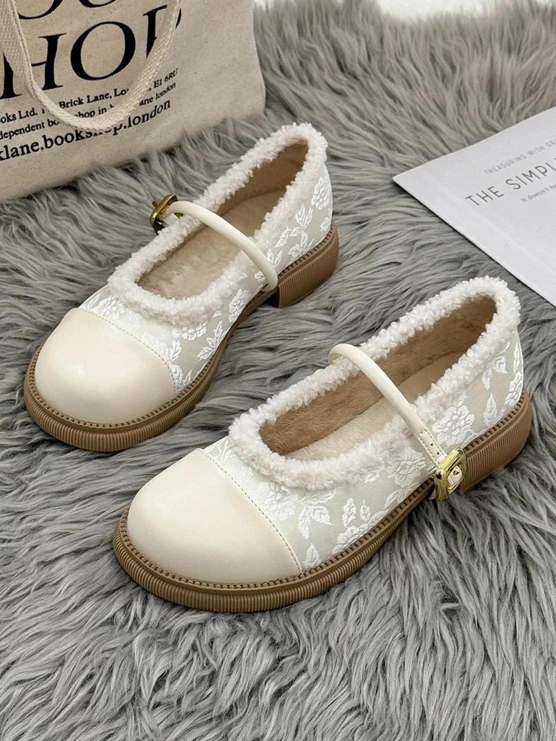 羊皮版~国风秋冬季玛丽珍鞋英伦风加绒乐福鞋小皮鞋女配裙子单鞋