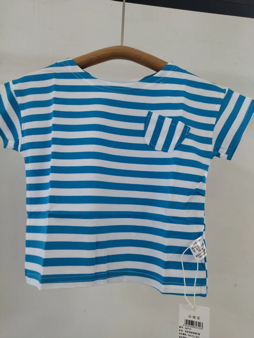 919条纹短袖小口袋T恤