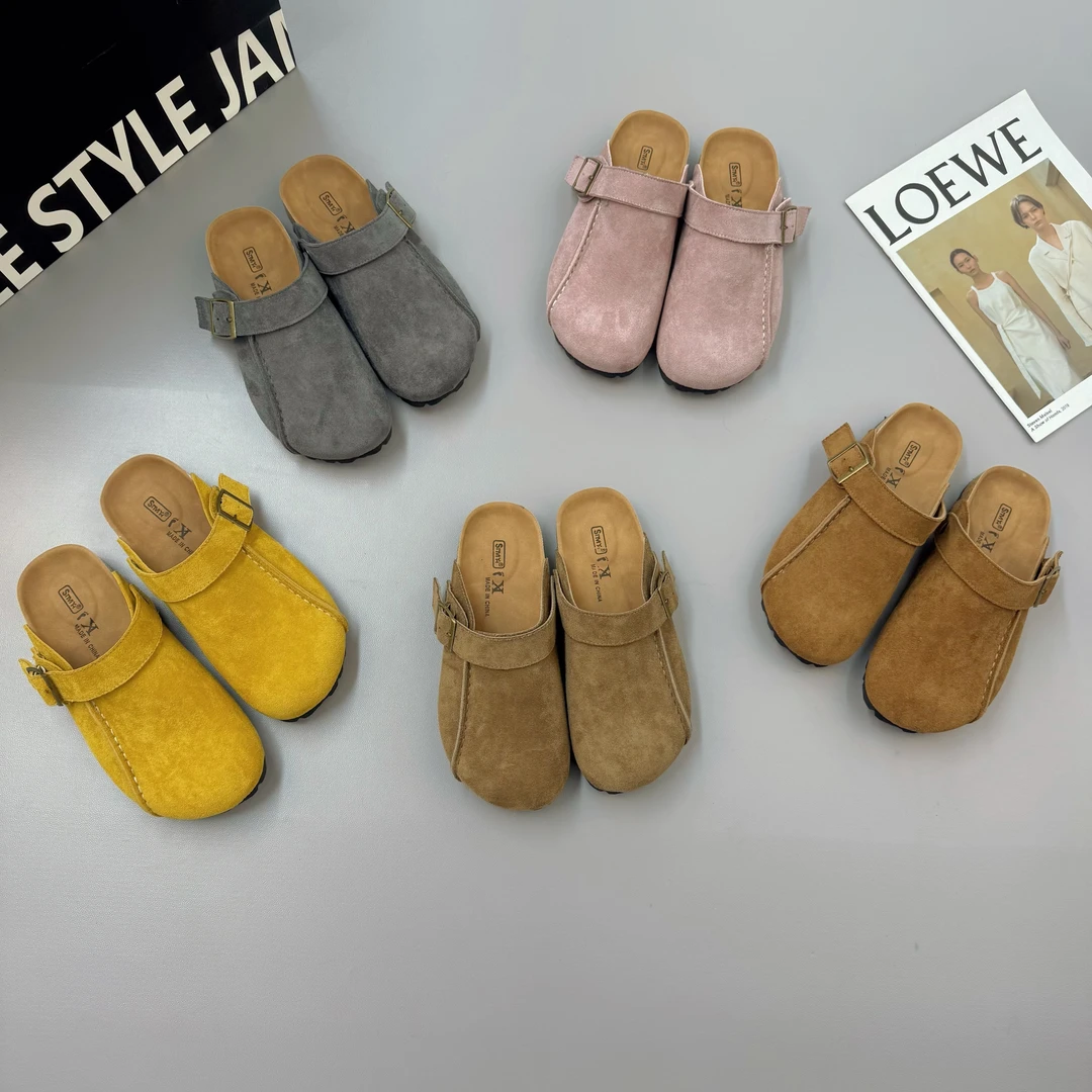 软皮两穿勃肯鞋女2025春厚底博肯包头半拖鞋外穿懒人丑萌凉拖鞋潮