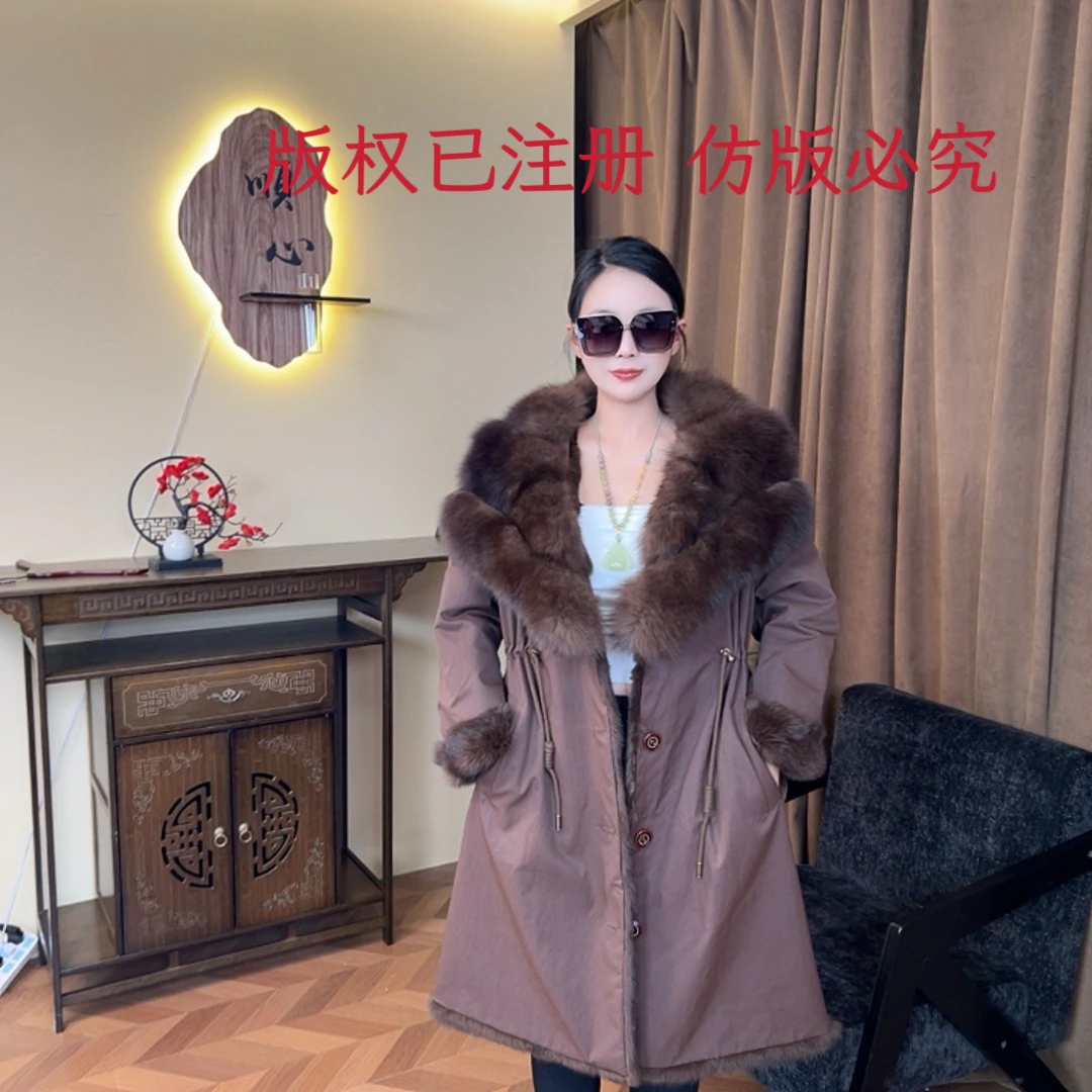 《原创设计》2025新款双面穿狐狸大毛领百搭显瘦兔皮毛1798款