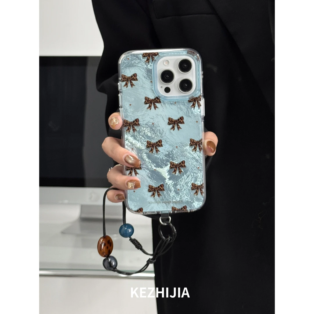 【壳之】高级ins风豹纹蝴蝶结适用苹果16/15/14/13promax简约手机壳