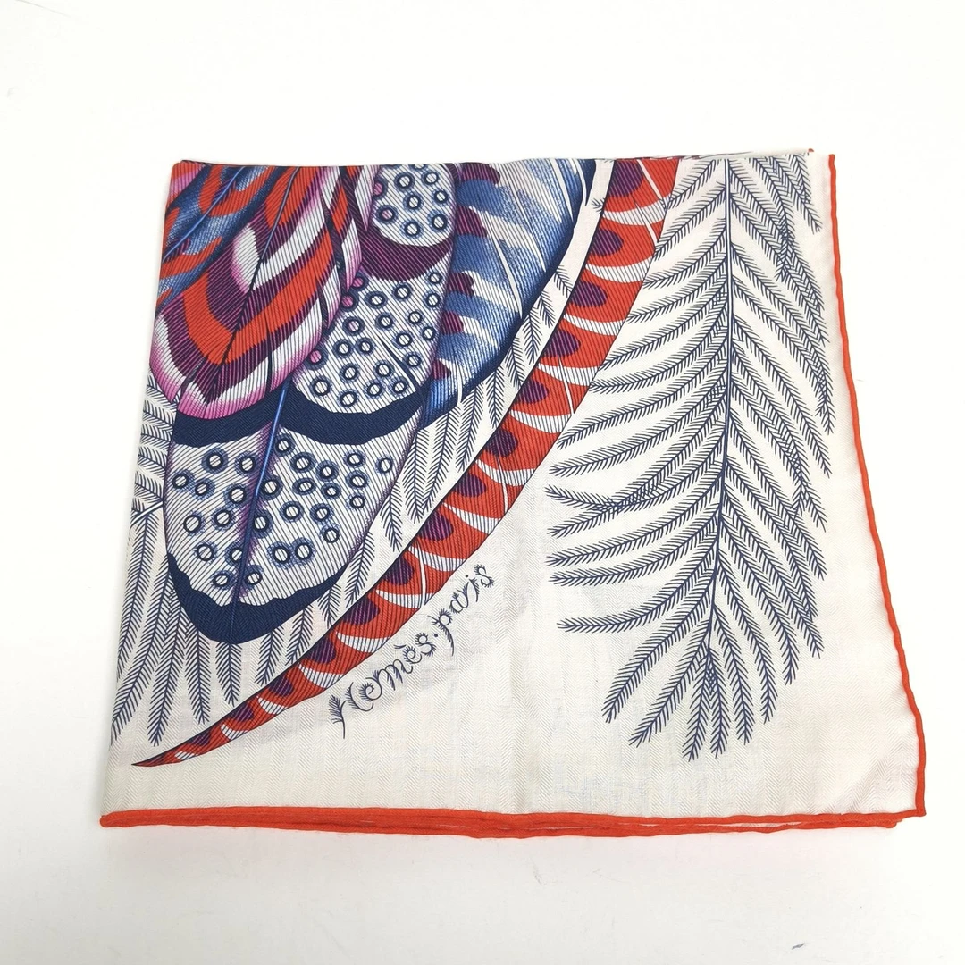 未使用 Hermes/爱马仕 小花6枫 印花 桑蚕丝 爱马仕围巾 140*140