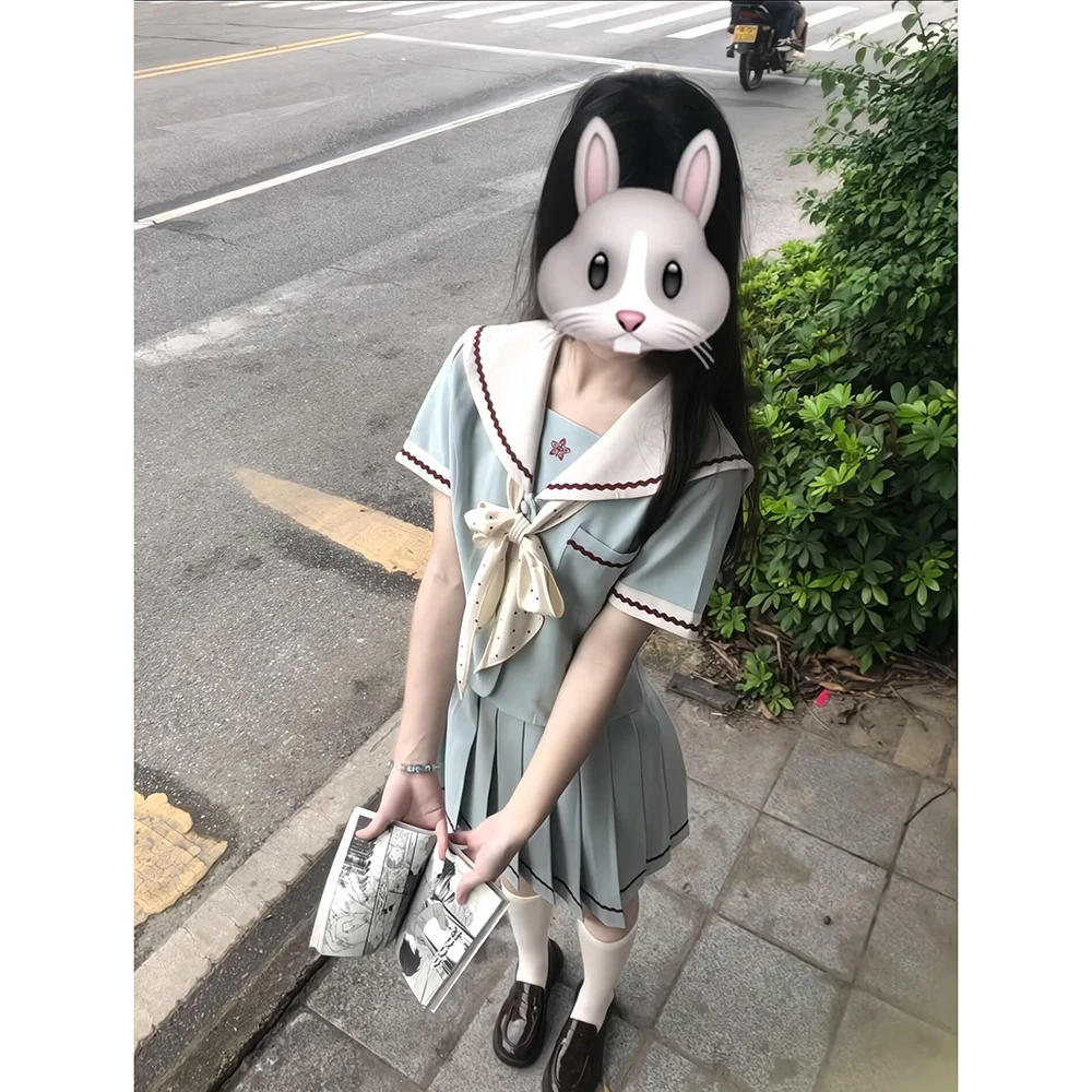 短袖水手服套装裙子日式日系学生校服夏季甜美中裙小薄荷jk制服女