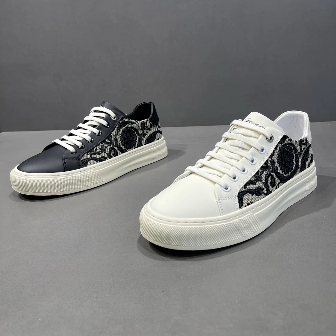 欧丽龙男鞋丝绸牛皮针织布时尚板鞋休闲运动潮鞋真皮百搭小白鞋