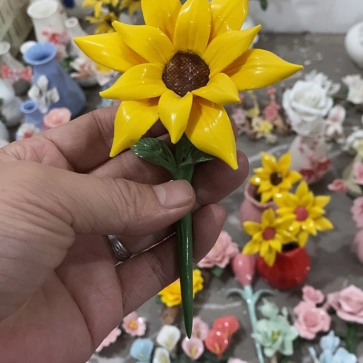 瓷片纯手工陶瓷花摆件瑕