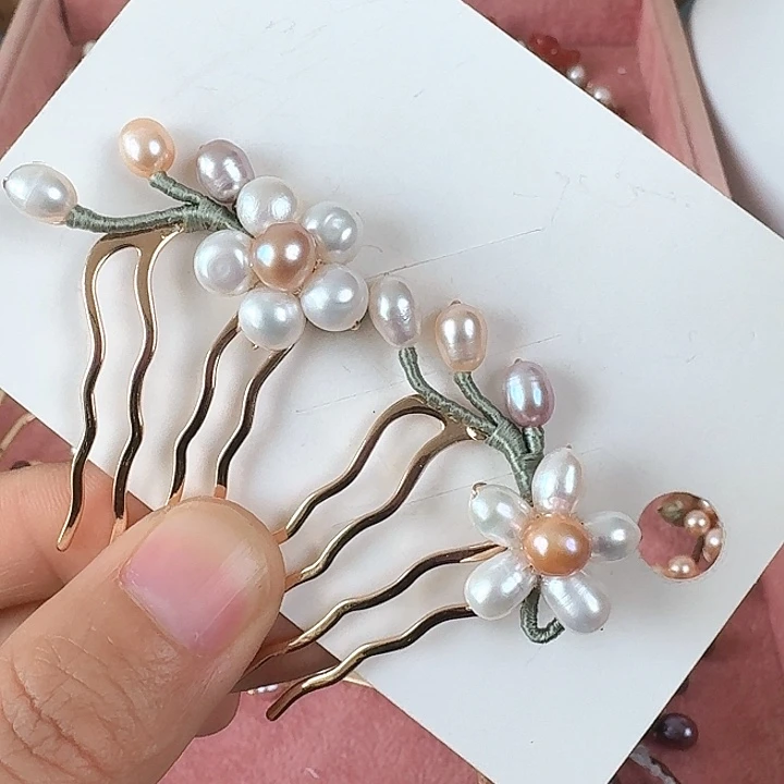 淡水珍珠发饰未镶嵌