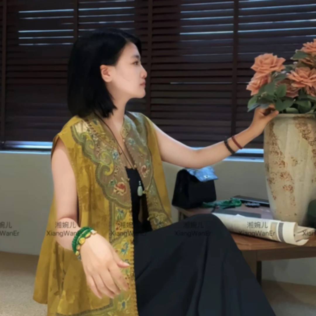 2025夏季新款『青木』新中式国风小立领精致薄款百搭刺绣马甲上衣女