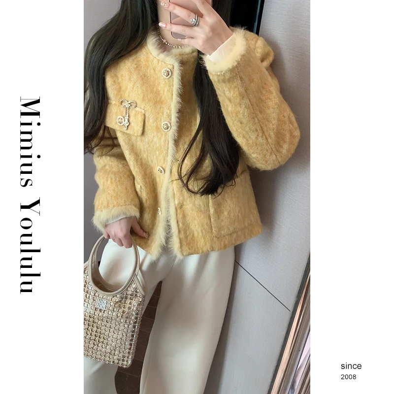 【mimius】喵喵 韩版毛毛粗花呢加厚名媛小香外套 汉服 F12121