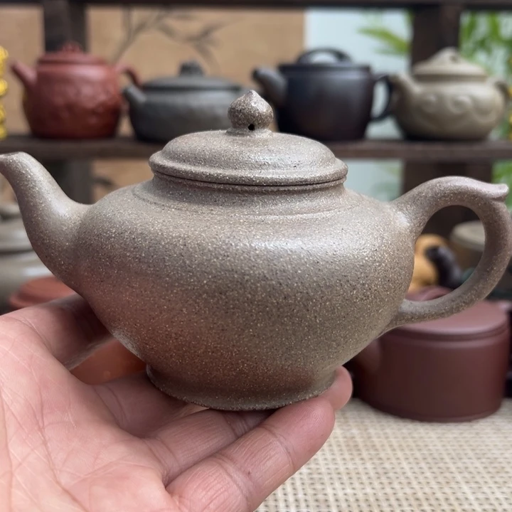 茶壶紫泥宜兴原矿紫砂、青段笑樱半手250CC