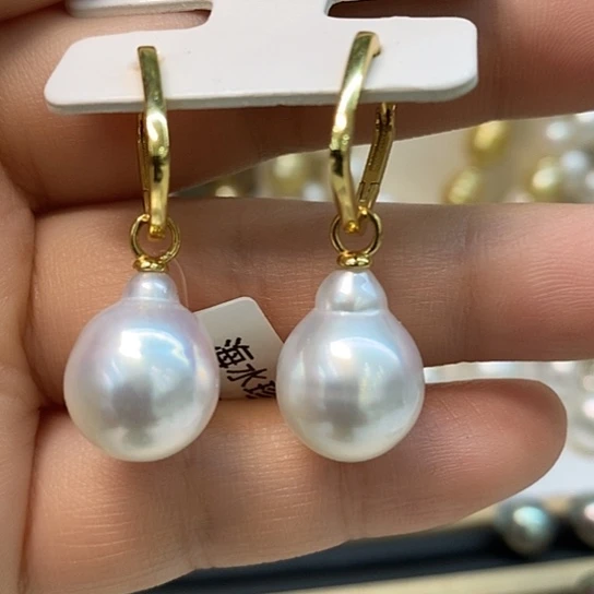 银S925镶嵌耳饰海水珍珠12.42