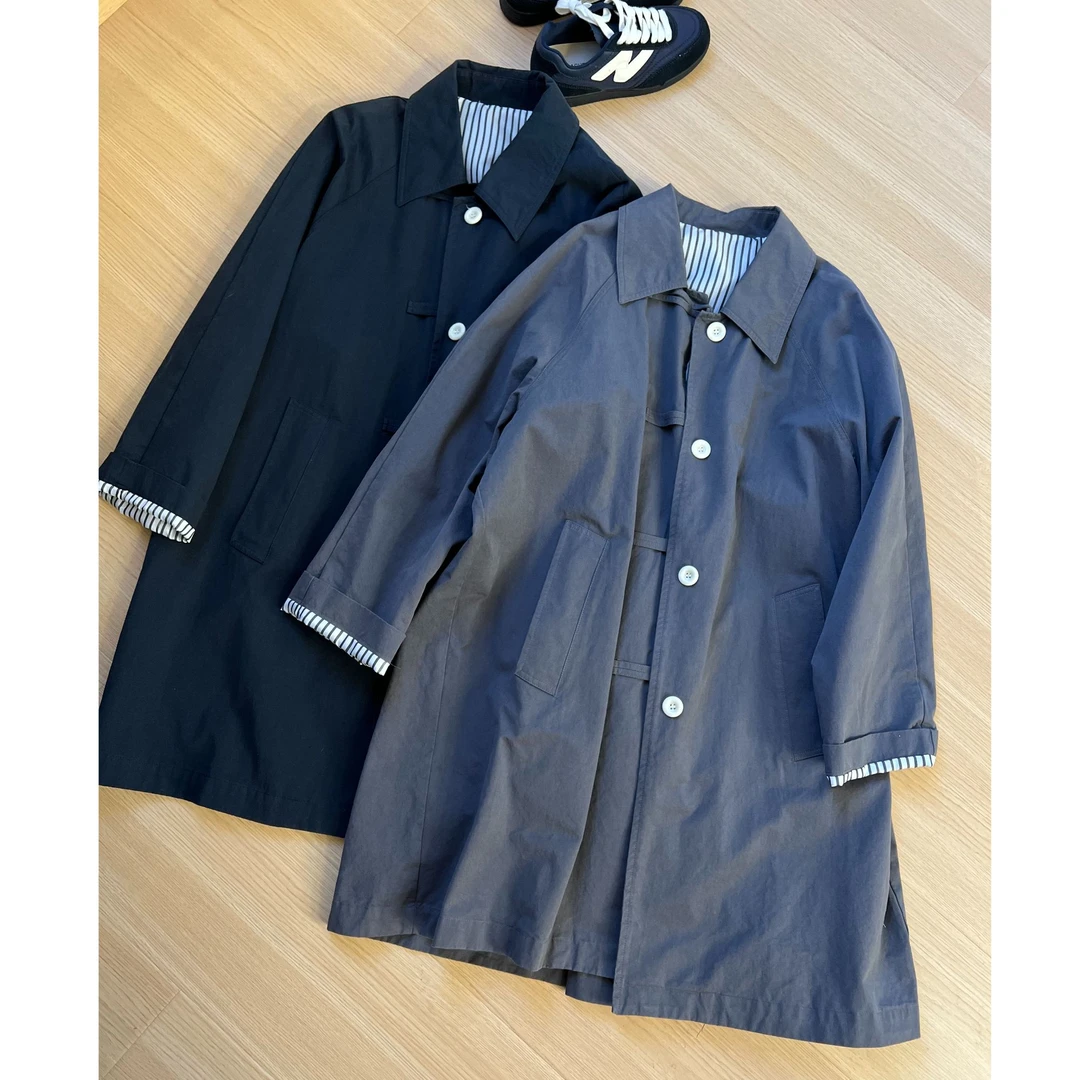 2025新款 简约内条纹宽松显瘦风衣外套