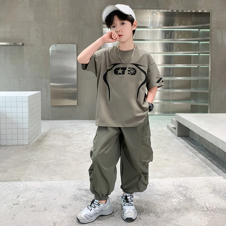 男童夏季套装2025新款儿童夏装两件套中大童夏天短袖长裤男孩衣服