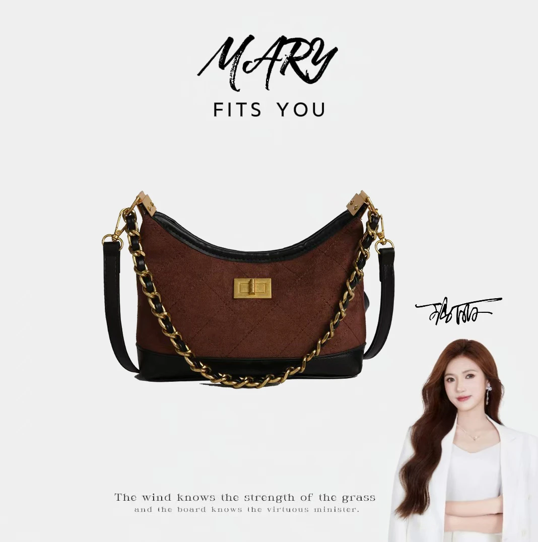 【Mary玛丽甄选】新款时尚百搭潮流女包单肩斜挎包6145咖色