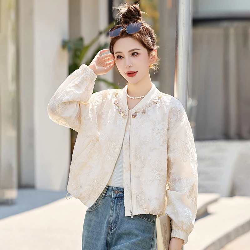 2025春休闲设计感国风棒球服夹克新中式盘扣防晒服短外套女RX9219
