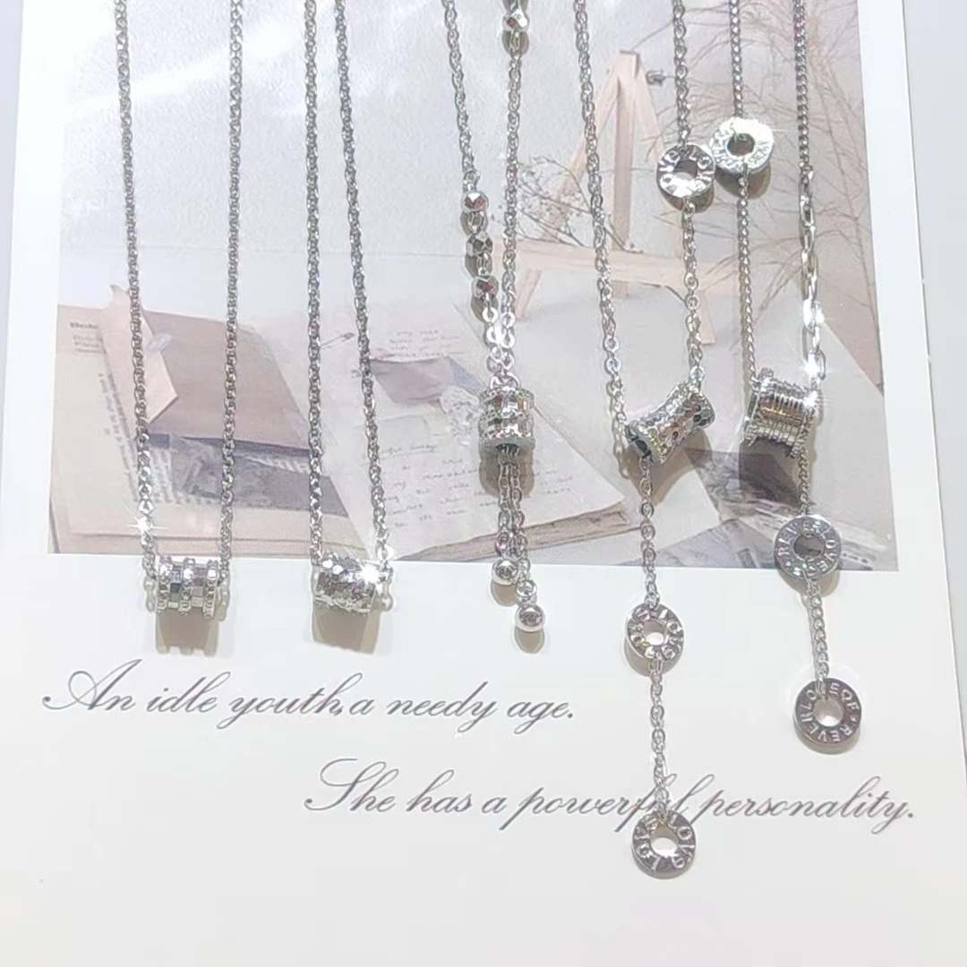 PT950铂金素金小蛮腰套链轻奢气质设计师百搭简约小众镶嵌坠链