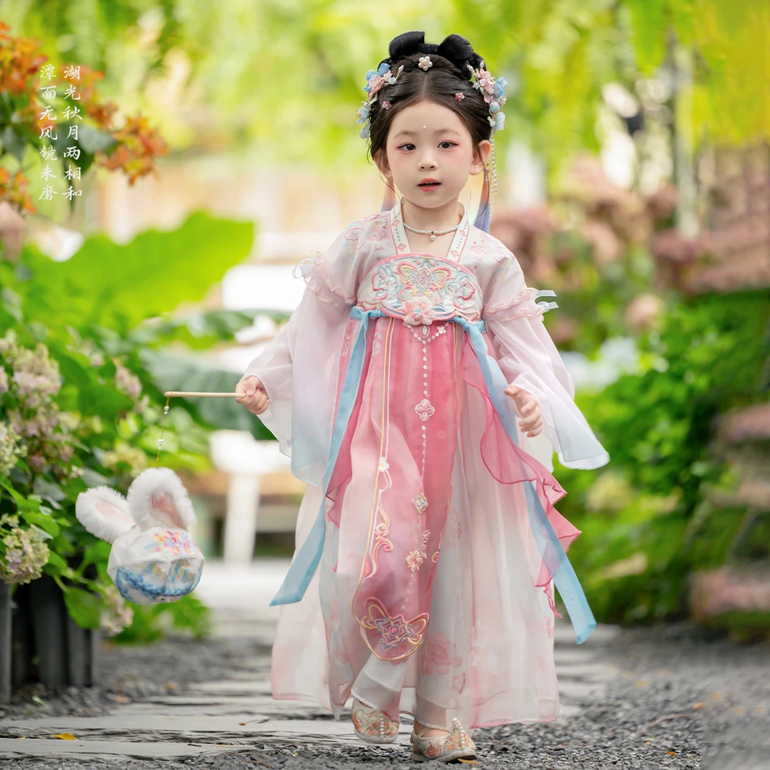【桃小兔】汉服女童2025秋装中国风襦裙女孩古装连衣裙儿童中秋唐装