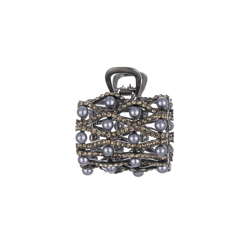 ale发饰头饰 枪黑色镂空水晶珍珠马尾发抓百搭简约精致4160911