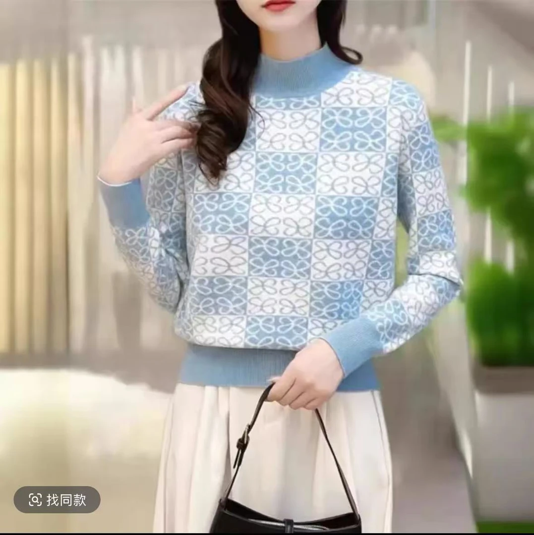 【花蓝】2024新款时尚套头针织衫A555