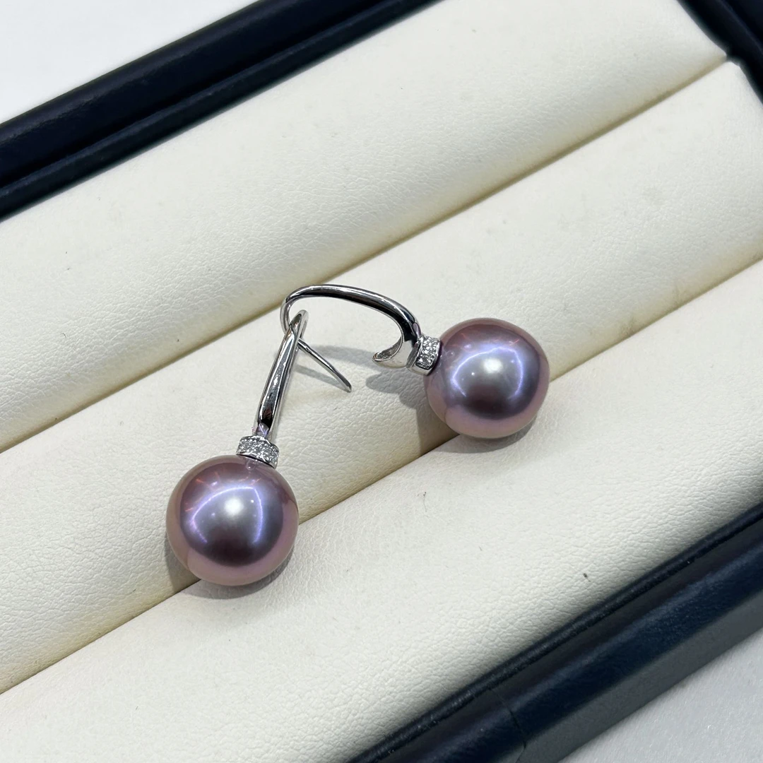 【 罗伊伊推荐】淡水紫珠耳环（赠链赠吊坠） 11-12mm S925银 YB0067