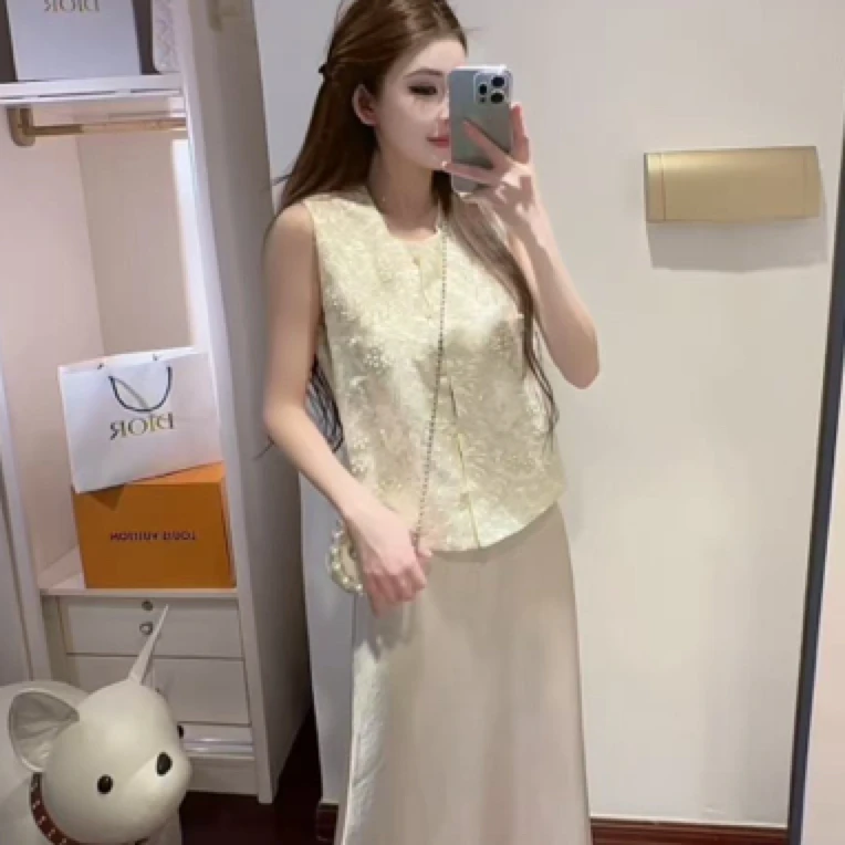 清 465#碧帘在望 重工钉珠国风马甲 衣长50