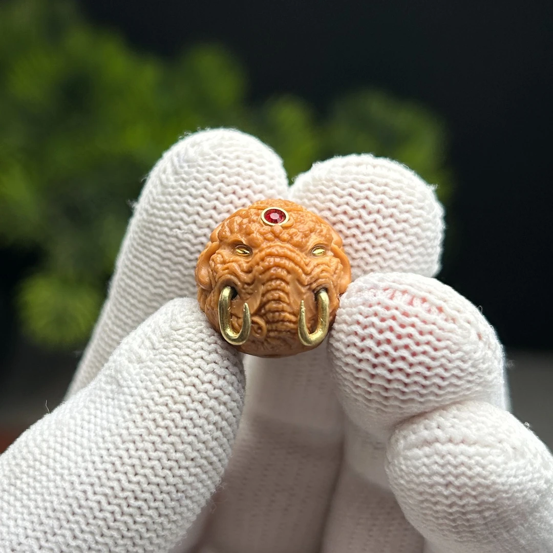 【卓尚】象神-猴头核桃镶嵌雕刻单颗，猴头手串配饰吊坠