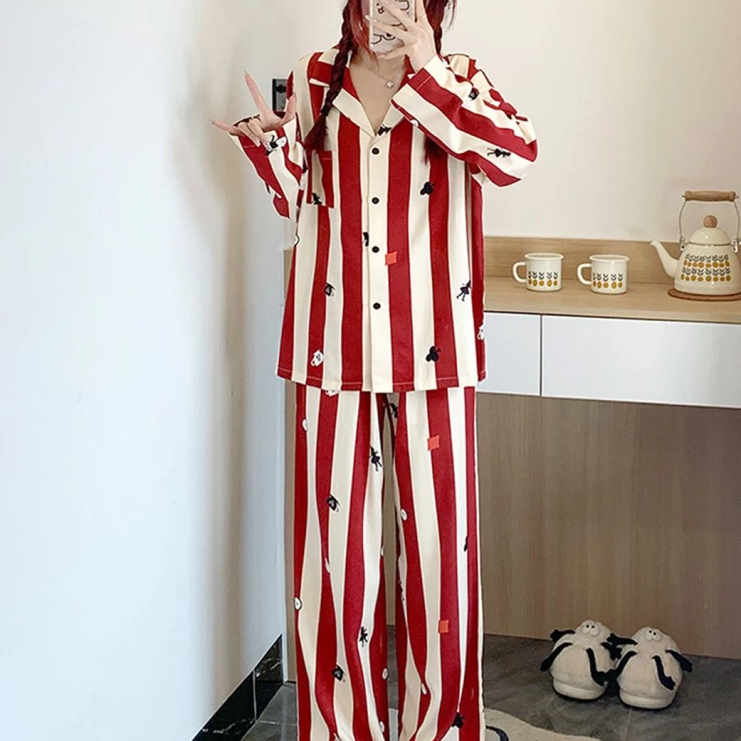 2024新款睡衣纯棉女春秋长袖长裤两件套装可外穿女套装家居服