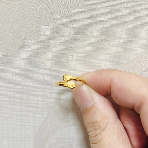 足金999猫爪戒指开口仙女气质时尚轻奢