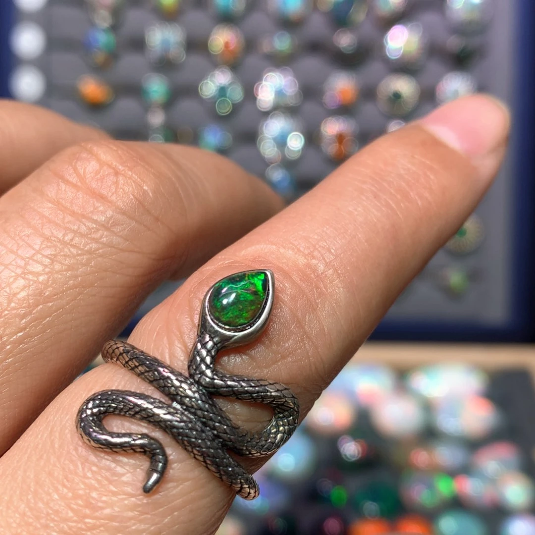 欧泊戒指款式银S925镶嵌c*e