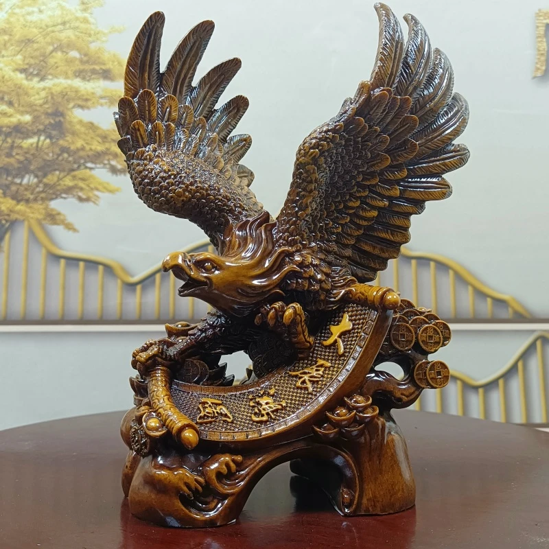创意新中式大展宏图鹰摆件玄关酒柜办公室装饰品乔迁开业礼品