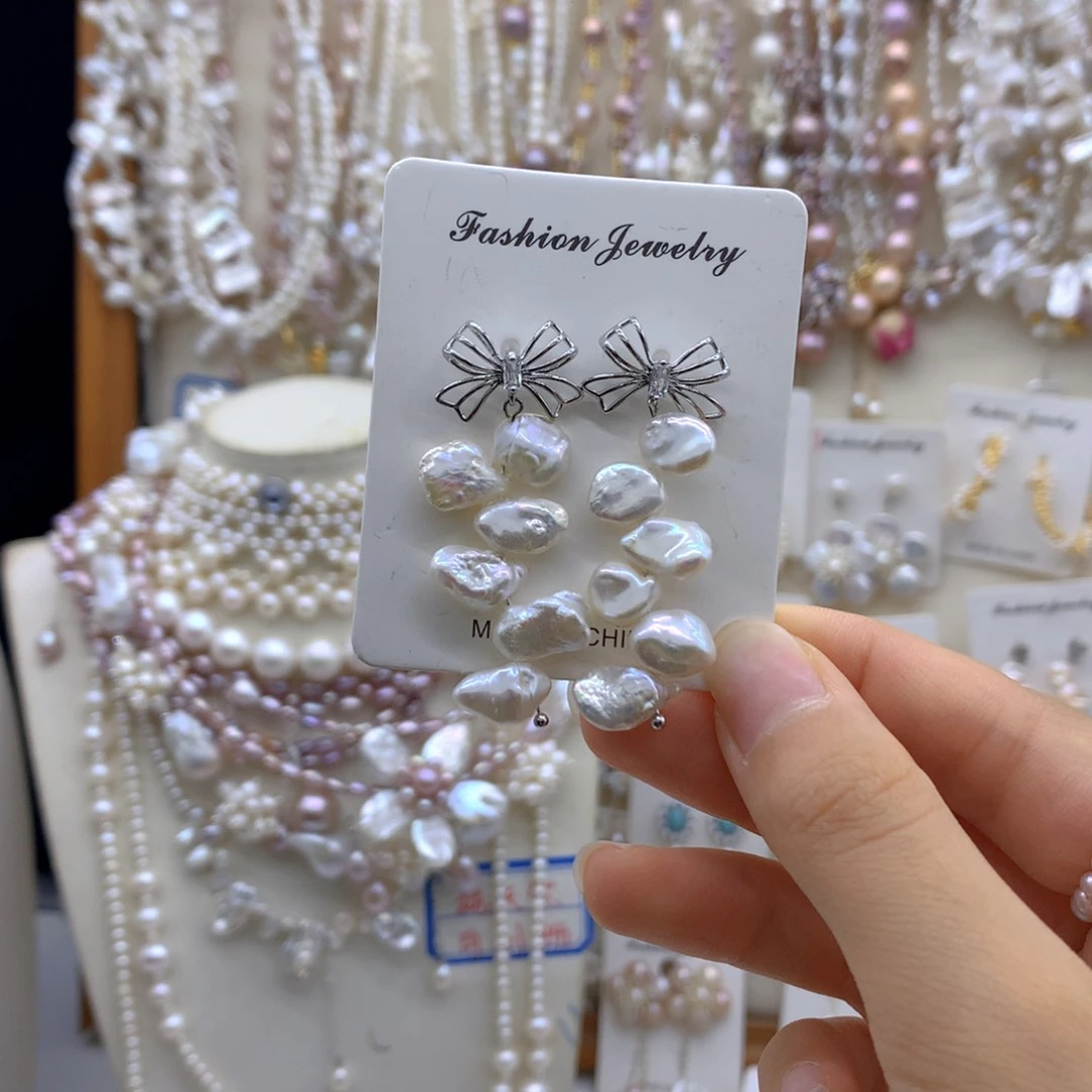 合金淡水珍珠耳饰项链