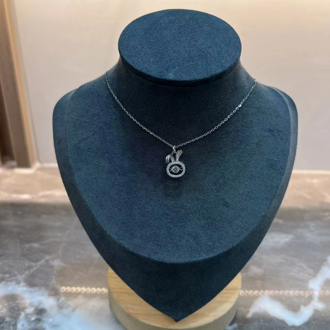 坠链均925银 旺莱 956 微镶满钻兔子灵动套链S8053110-16