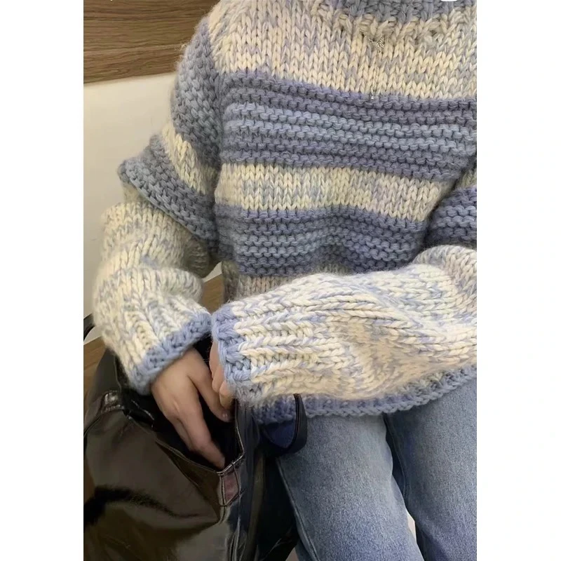 DannileMade 蓝色雪人套头手打蓝毛衣