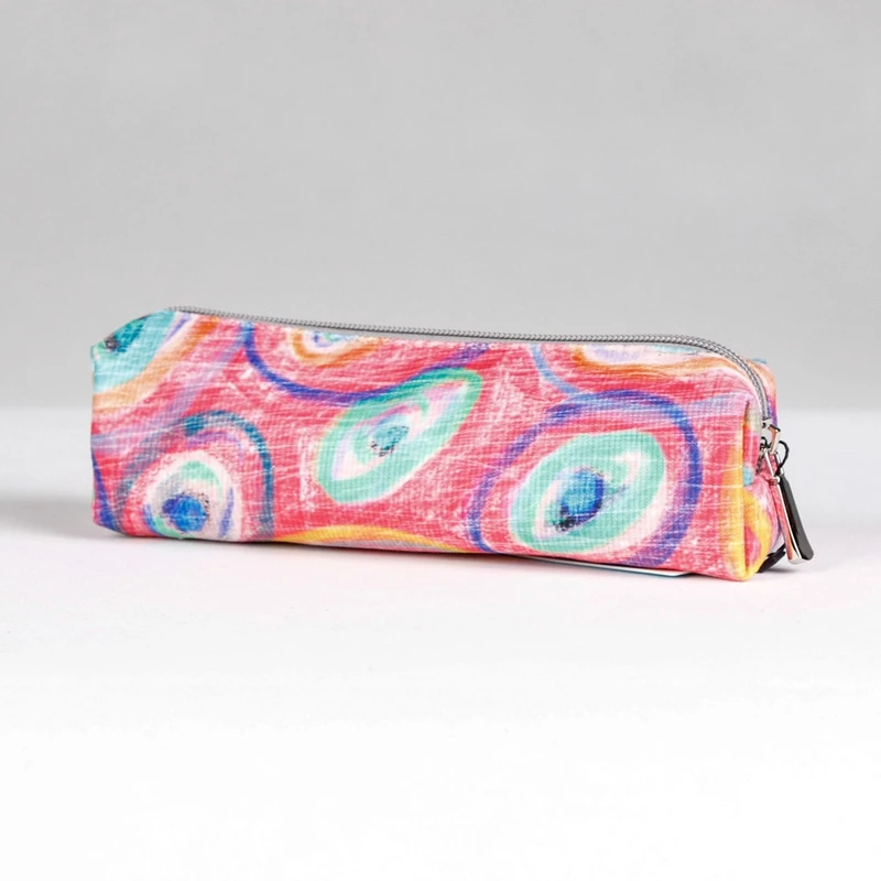 无则艺【笔袋】粉色眼睛原创学生收纳包办公笔袋包拉链双层