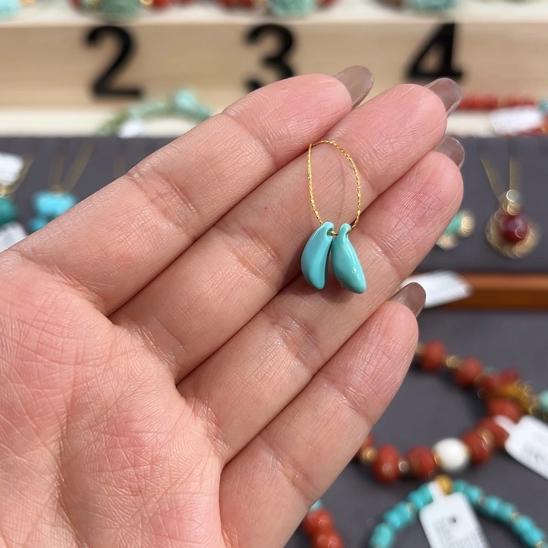 水****绿松石未镶嵌把件多肉卡子配饰