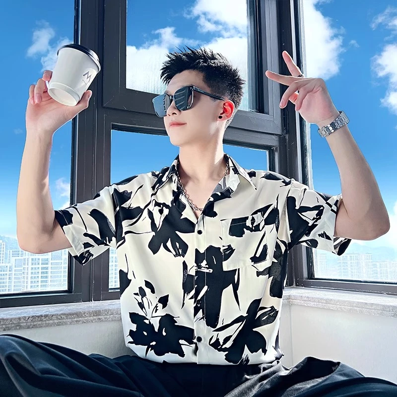 Cebrodz衬衫男款爆款2025新款休闲衬衫短袖外套上衣痞帅帅气潮牌
