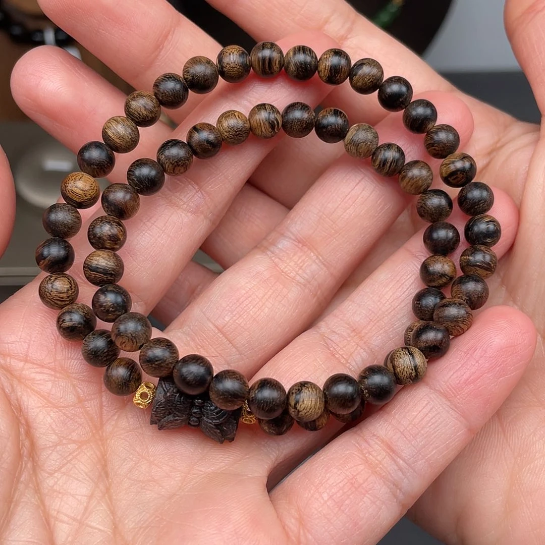 沉香手串F****潼越南芽庄白棋0.6虎皮瘿子瘤疤