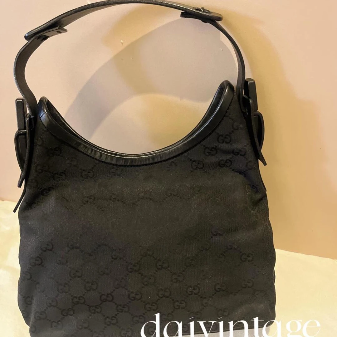 95新 GUCCI/古驰 大吉中古/Gucci古驰黑老花腋下单肩包