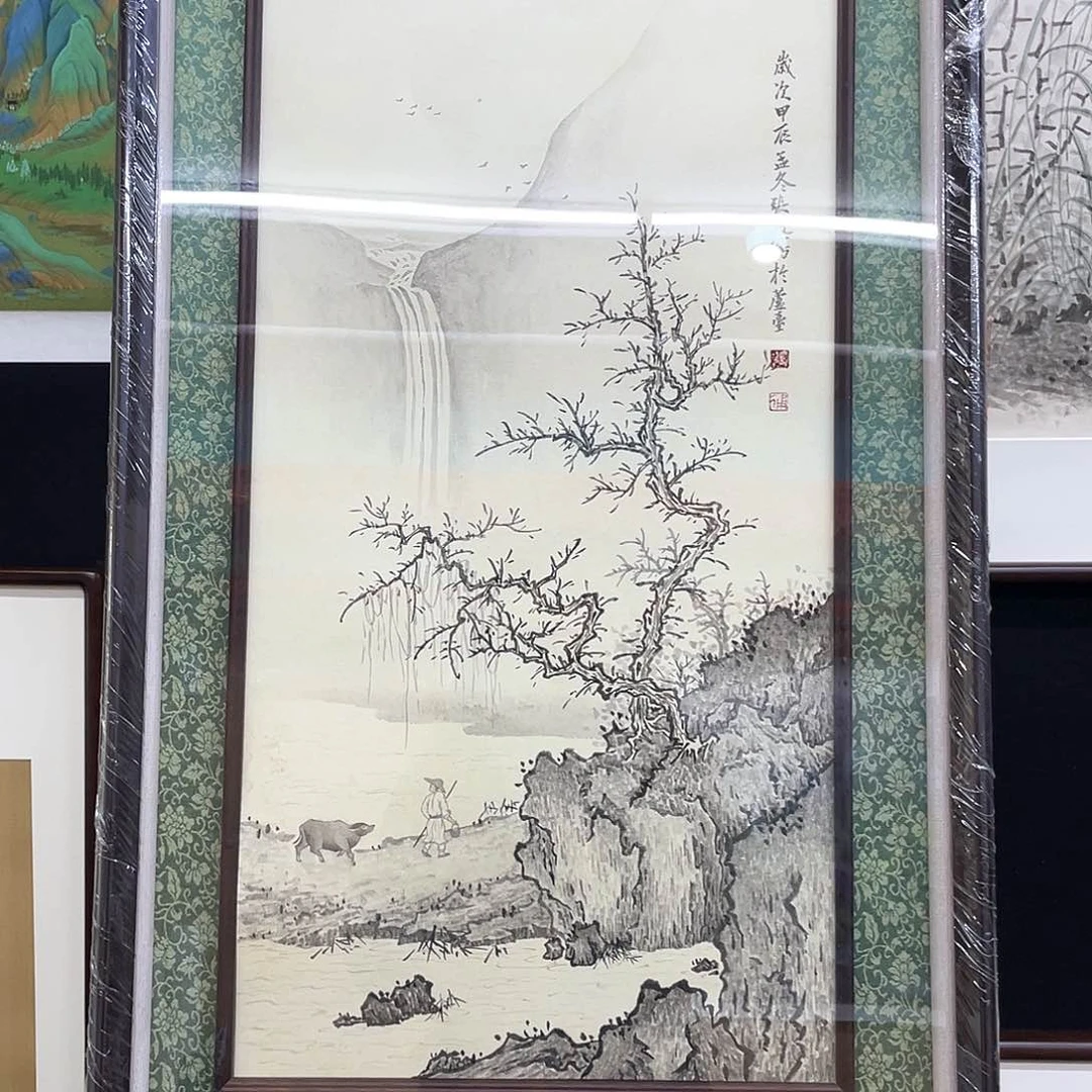 国画吃**吐手绘国画，精品山水，带框包邮