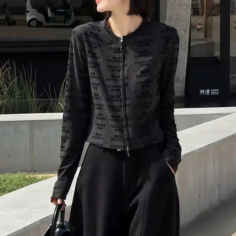 7059韩版秋装设计感休闲时尚2025新款百搭个性显瘦女装拉链上衣