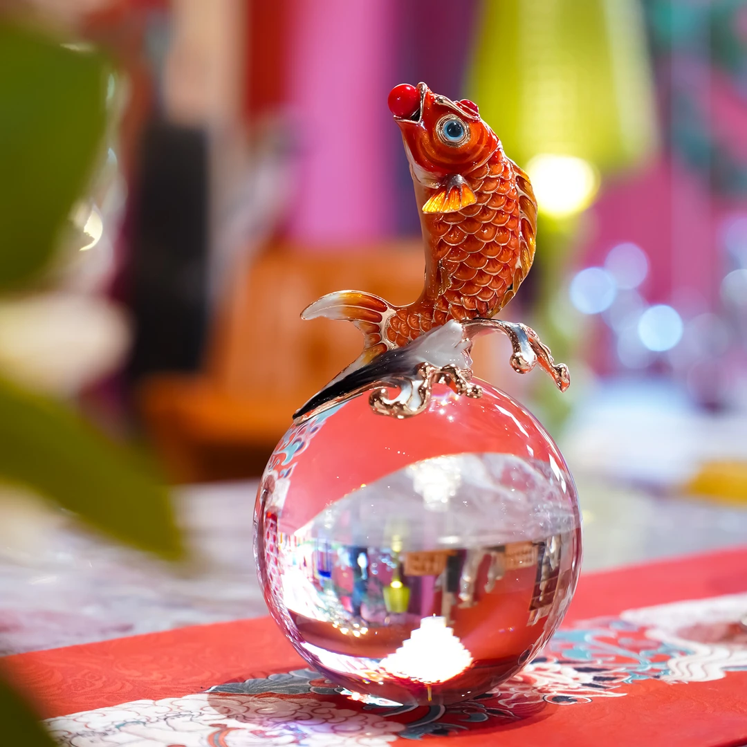 【本尼家】JN09大号鸿运锦鲤好运球客厅电视柜书房创意装饰摆件