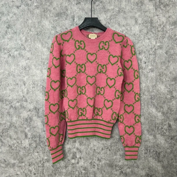 95新 GUCCI/古驰 粉色满印圆领上衣