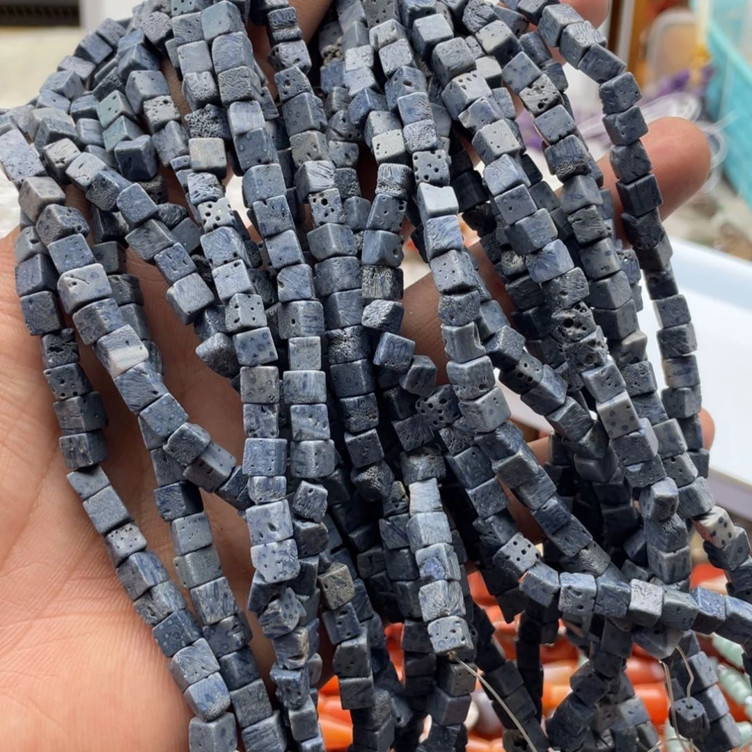 玛瑙/玉髓合金珠宝半成品一条装蓝精灵方糖卡5mm