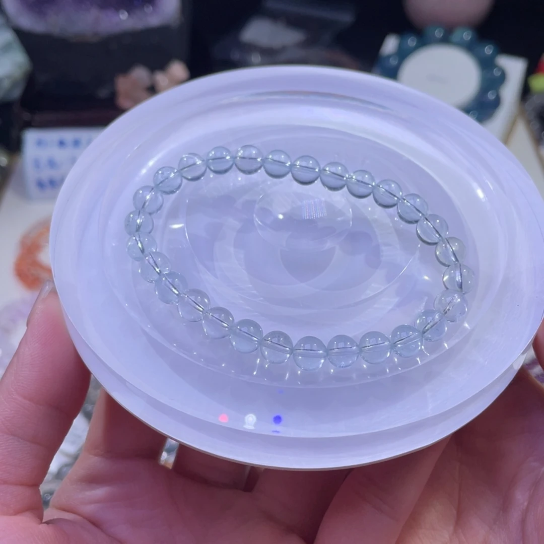 未镶嵌手链水晶高冰透浅体冰川蓝海蓝宝6+