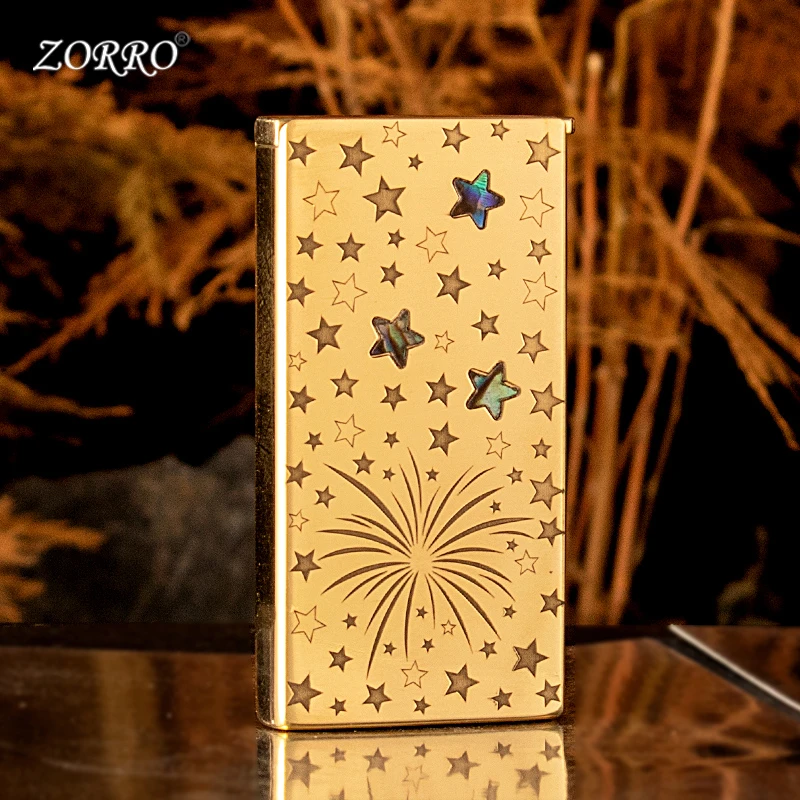 限量版ZORRO佐罗原铜五星彩贝升降机煤油打火机双面创意送朋友