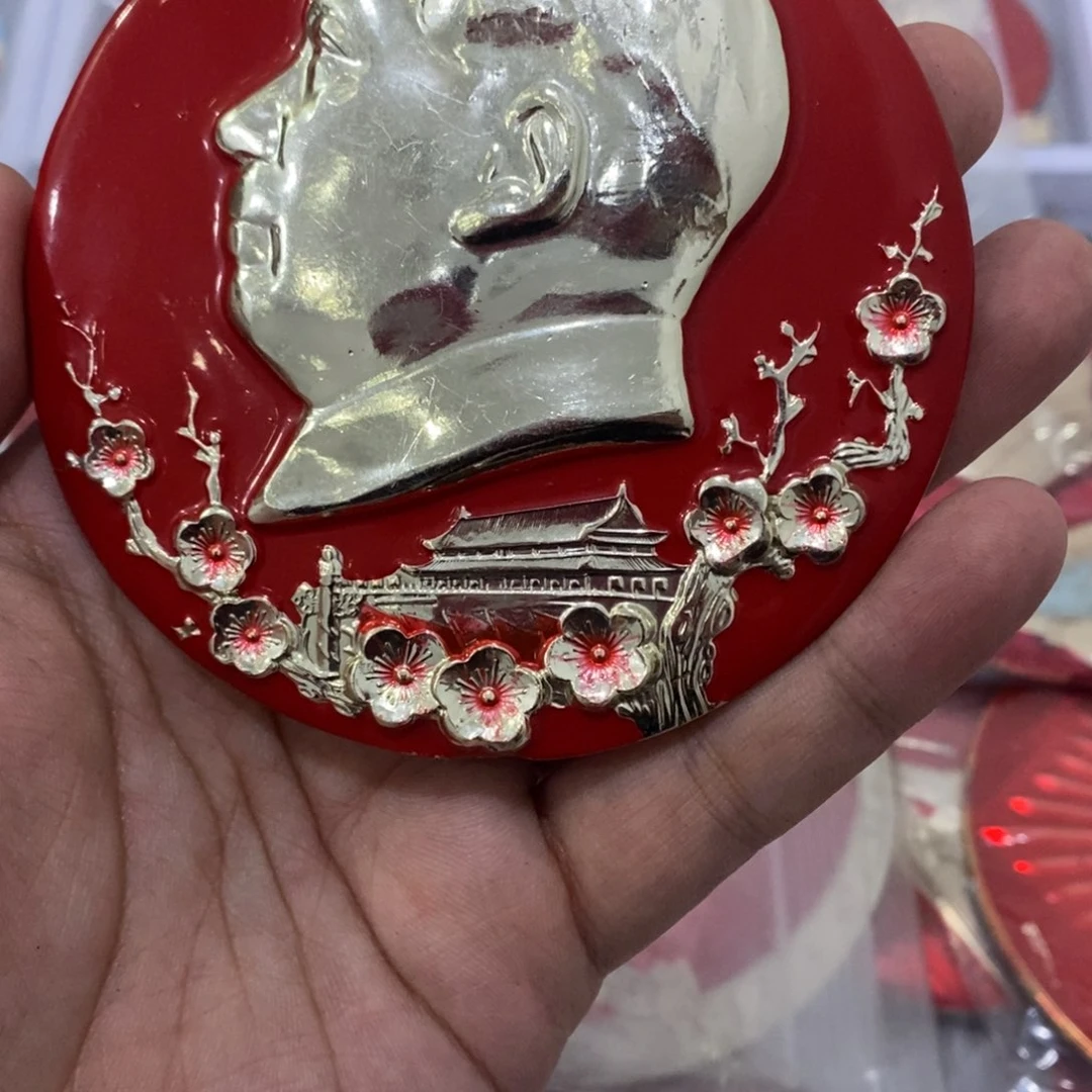 铝帽徽漆北京手工大梅花花蕊红色8.9公分