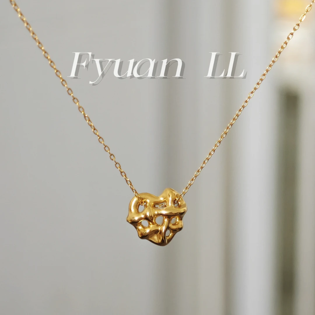 钛钢项链 爱心项链可洗澡戴小众设计感女锁骨链中长款女款叠戴
