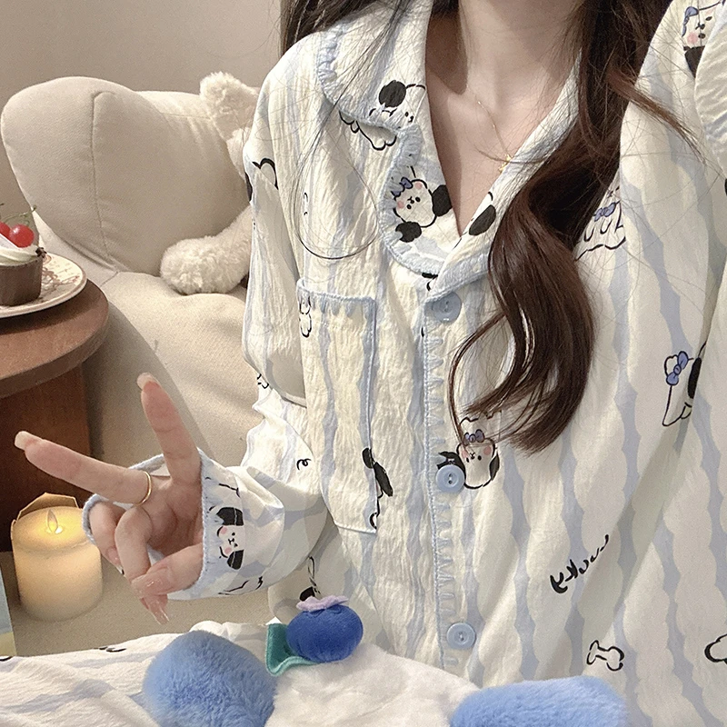 2025lucky帕恰狗睡衣女款春秋长袖长裤卡通带胸垫家居服新款套装